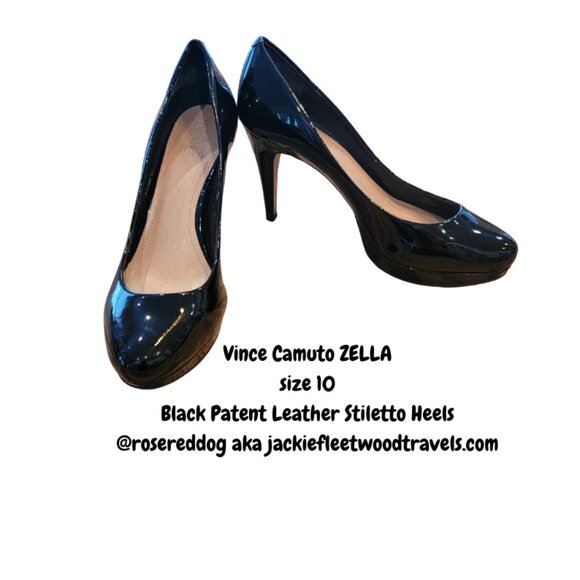 Vince Camuto Zella Black Patent Leather Platform Stiletto Heel Pumps - Picture 1 of 15